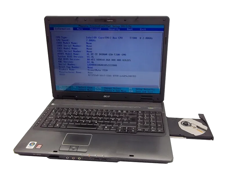 Настройка BIOS Acer TravelMate 7720